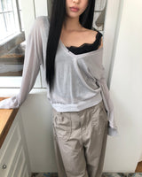 カンビVネック長袖ニットトップス