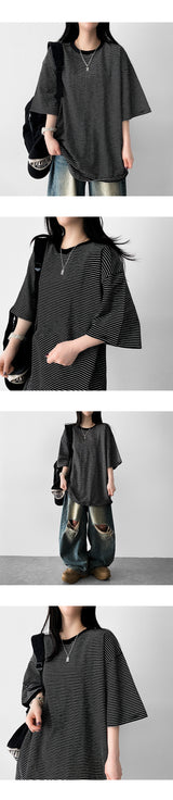 ボクシーフィット カラーリング シンライン 半袖 Tシャツ