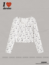 Mini Dog Printed Cardigan Top Set
