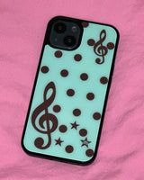 [made] Dot treble clef mint choco phone case  (glass bumper)