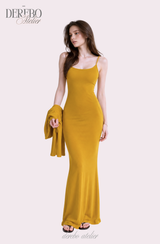 Violet Sleeveless Long Dress Cardigan Set (LONG)