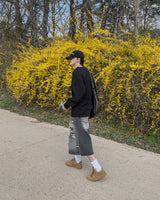 Sheer Raw-Edge Waffle Long Sleeve