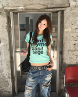 Mint lettering crop T