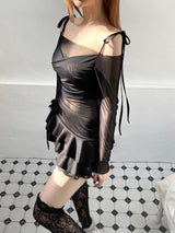 1043. Rena wrap ribbon mesh T