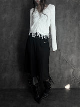 distressed fringe knit cardigan (2color)