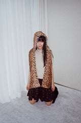 Leopard reversible hood muffler (brown)