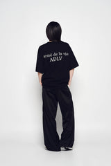 25SS ワンポイントロゴカラーリングワイドトラックパンツ ブラック
