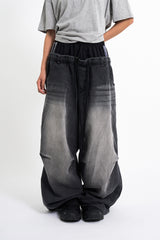 Sagging double denim banding pants