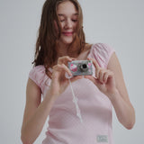 Puff U-neck T-shirt (Pink)