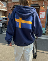 Flag print hoodie zip-up