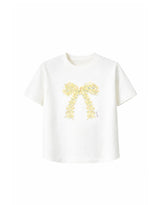 Canola Bloom Ribbon Print T-shirt Ivory