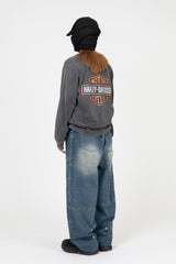 Motorcycle Vintage Crop Long Sleeve T-Shirt