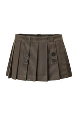 Button pleats skirt - brown