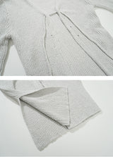 Side slit ribbed lace-up knit