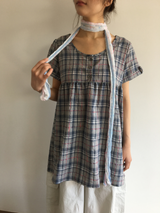 Dottie check short-sleeve blouse (3color)