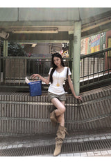 khaki cotton mini pants skirt
