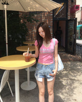 Roll up denim shorts