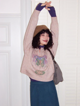 Retro high-neck printed sweater