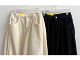 Sand corduroy side pin-tuck wide pants