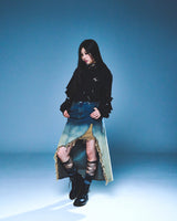 DESTROYED DENIM SKIRT
