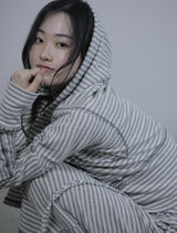Ribbed hoodie - Gray stripe