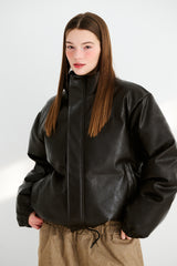 COMFY SHORT PADDING JUMPER VINTAGE LEATHER BROWN