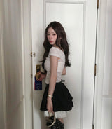 jazz all-off shirring lace top