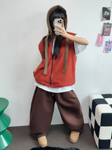 FLEECE LAYERED VEST ZIP UP💚💙🖤🧡4COLOR