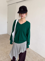 v neck loose knit top