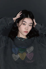 26FW★シェリッシュ ハート ラグラン ピグメント スウェットシャツ