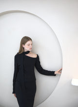 Unbalanced Muffler Knit Black