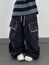 crack raw-edge cargo pants
