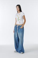 FLOWER CROP TOP (WHITE)