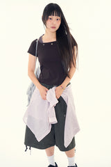 Maron check shirt hoodie