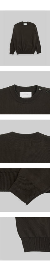 コットンボタンラウンドニット [Brown]