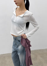[MADE] Merib Waffle Henley-Neck Long-Sleeve T-Shirt