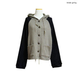 (2color) Waffle Raglan Hood Cardigan