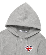 W UNION JACK KNIT ZIP UP HOODIE GREY(CV2FFFK681A)