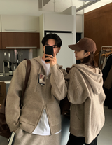 [Setup] Logane Maison Knit Hooded Zip-Up Wide Pants Set