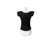 Bogi Shirring Flower Embroidery Slim Short Sleeve T-shirt