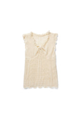 Ribbon sleeveless knit_cream