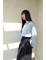 オフショルダー ラッフル トップ(BLUE)