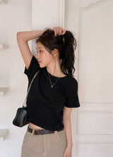 ND Basic Rib Crop Short Sleeve T-shirt (6color)