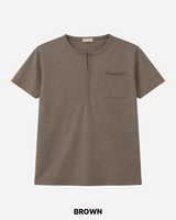 Pochi Slub Henley Neck Short Sleeve T