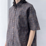 Textured Plaid Boxy Shirt