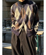 [Unisex] Argyle brush mohair cardigan(3color)