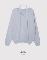 ベーシックVネックルーズニット + タイセット (5color)