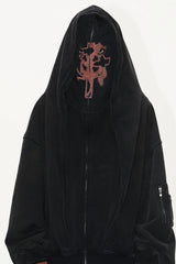 Cross Motif Mask Washed Hoodie
