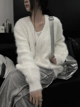 overfit blanc angora knit cardigan (unisex)
