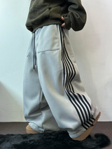 FLEECE❤TRACK BIG POCKET LONG WIDE BALLOON PANTS 🖤🩶💛4COLOR